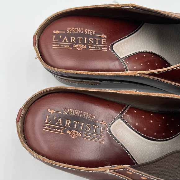 L'Artiste Spring Step Chino Shoes Women's 40/ 9 Brown Wedge Mule Clogs - Picture 7 of 14